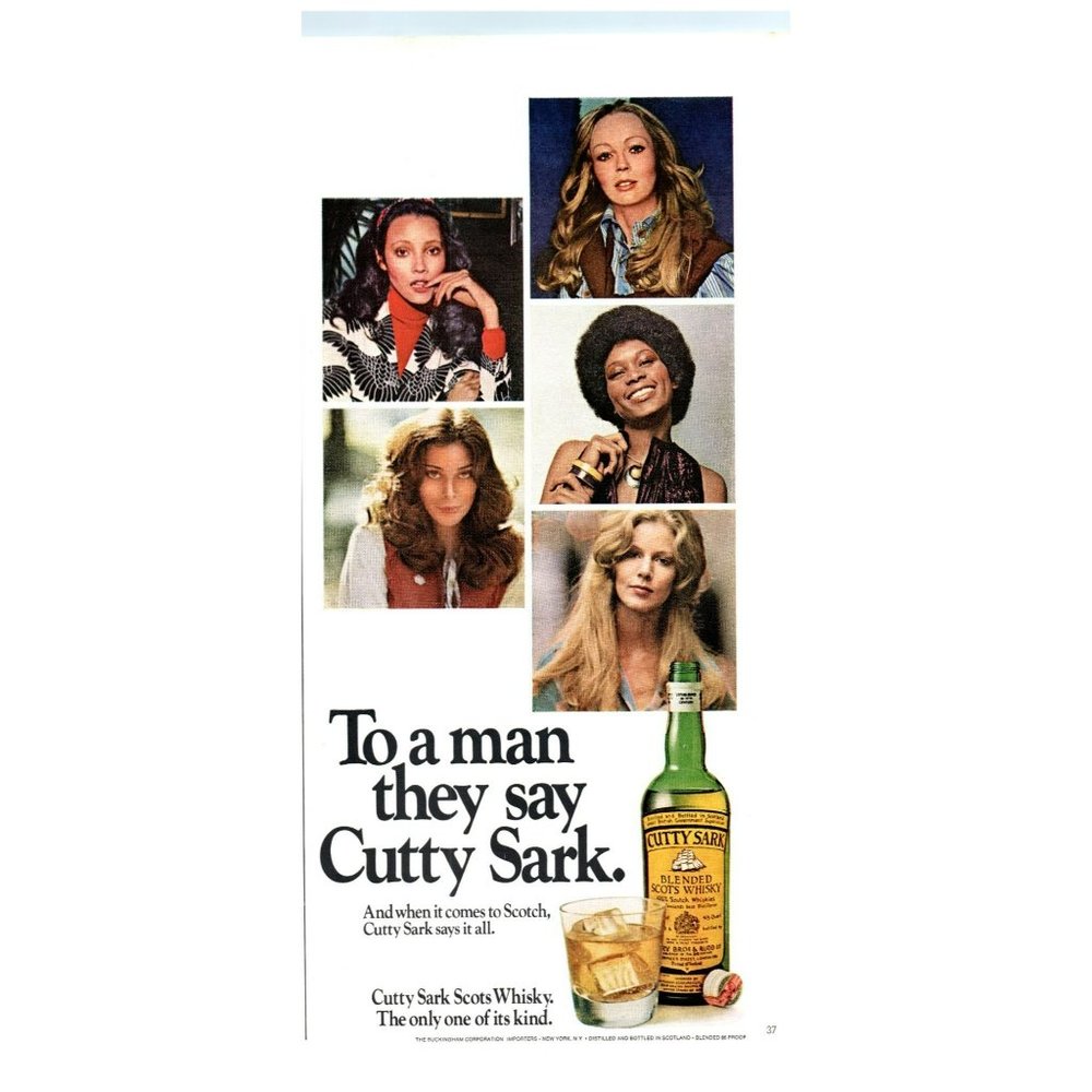 1972 Cutty Sark Scotch To A Man They Say Vintage Print Ad Rocks Glass Wall Art